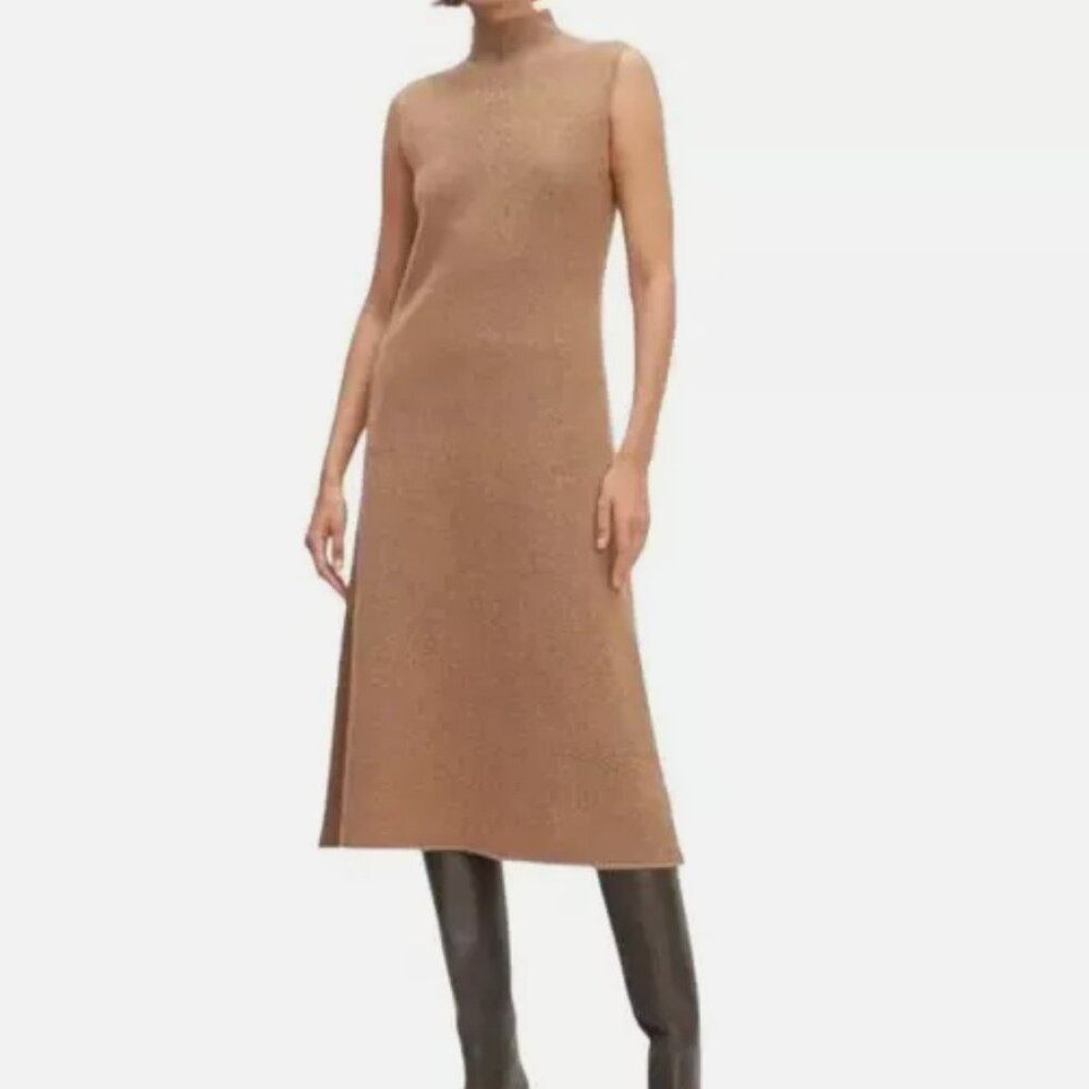 Everlane Cozy-Stretch Sleeveless Midi Dress, Wool Blend, Camel, XS